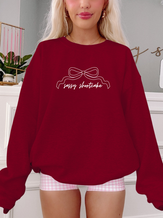 Sassy Bow Burgundy Crewneck