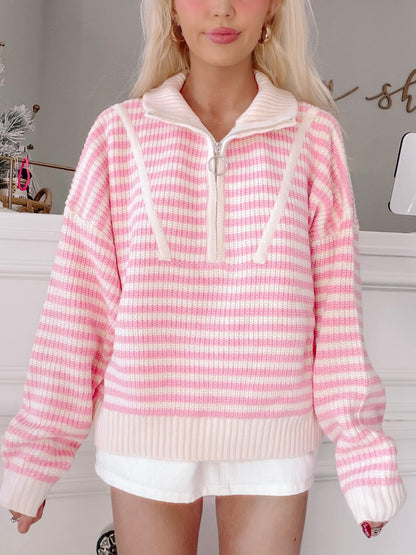 Cozy By The Coast Pullover from Sassy Shortcake - pink striped pullover