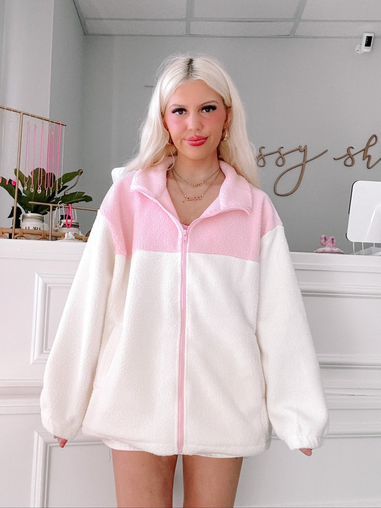 colorblock fleece jacket
