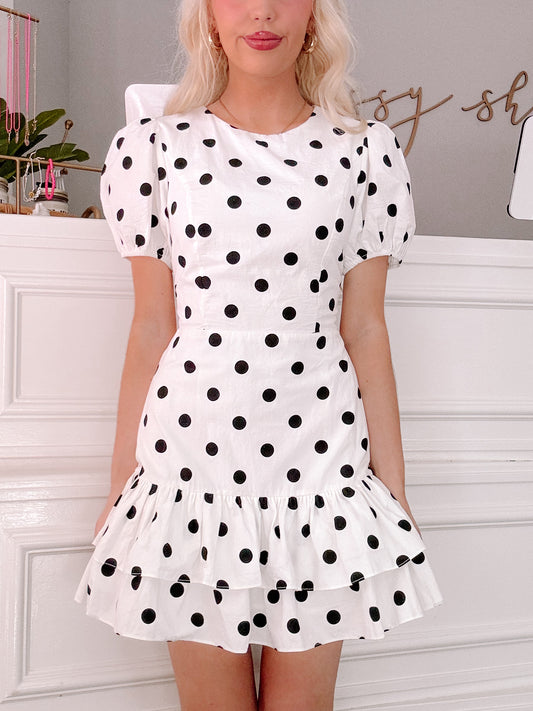 Darling Dot Dress from Sassy Shortcake - white dress with black polka dots
