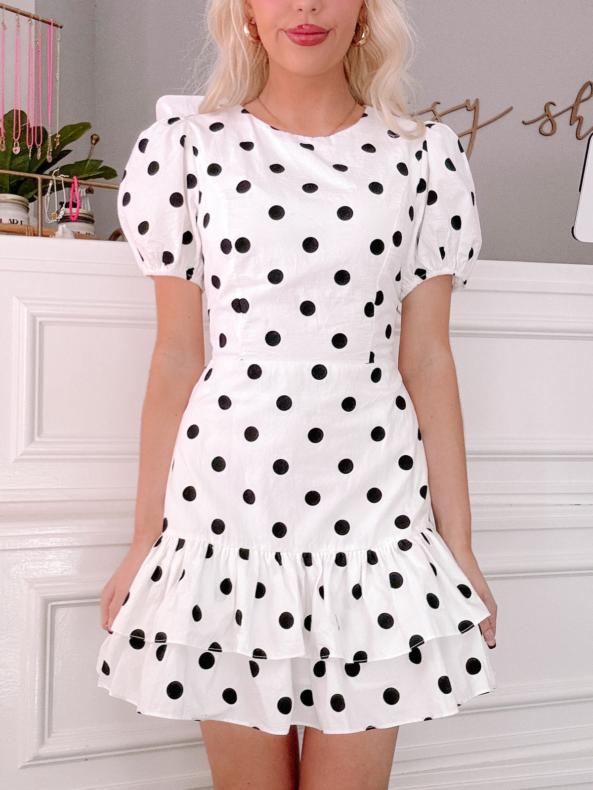 Darling Dot Puff Sleeve Preppy Dress from Sassy Shortcake