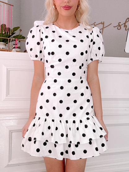 Darling Dot Puff Sleeve Preppy Dress from Sassy Shortcake