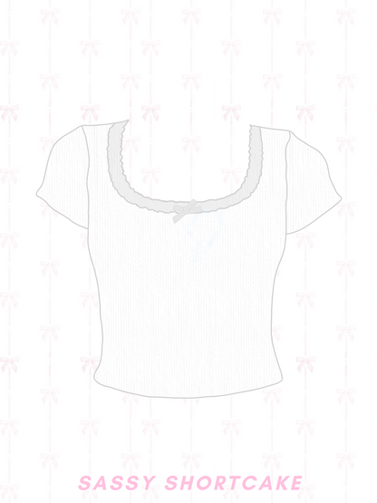 ella white bow top from sassy shortcake drawing