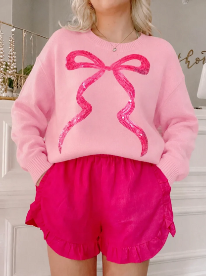Enchanted Ruffle Shorts in hot pink from Sassy Shortcake styled with the Coquette Cutie Sweater