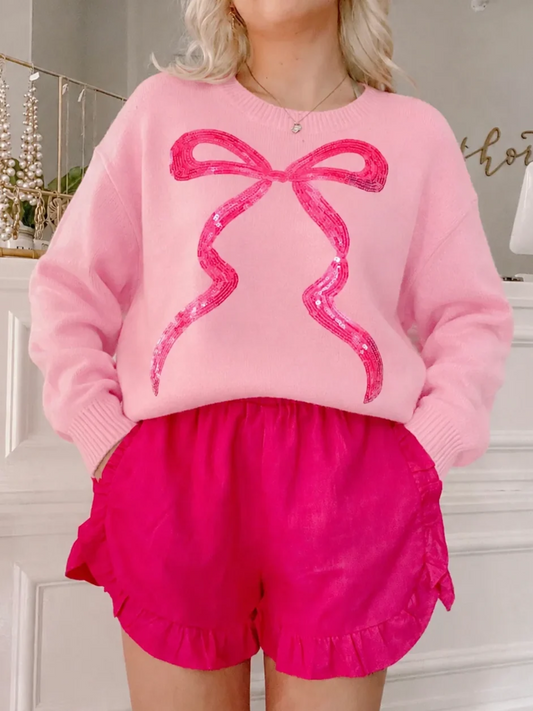 Enchanted Ruffle Shorts in hot pink from Sassy Shortcake styled with the Coquette Cutie Sweater