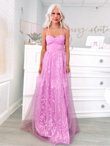 Enchanted Maxi Dress in blush pink with sheer ruffled layers, strapless bodice, and romantic silhouette from sassy shortcake