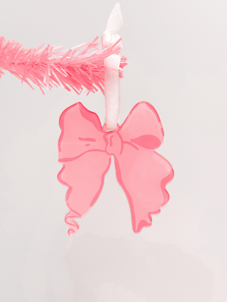 Pink Flow Bow Ornament for Christmas tree decoration
