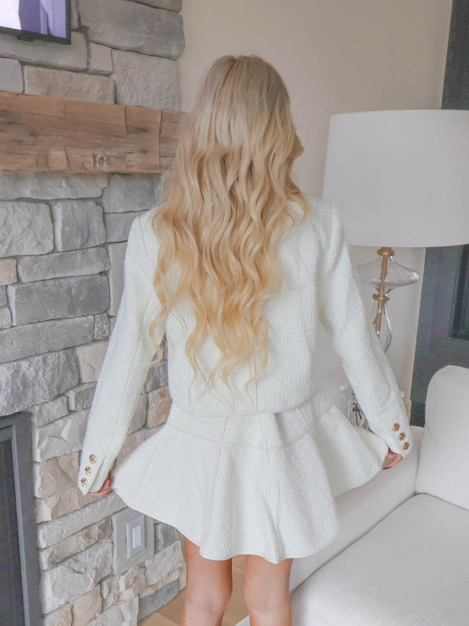 Back view of Sassy Shortcake Frost Queen Tweed Set