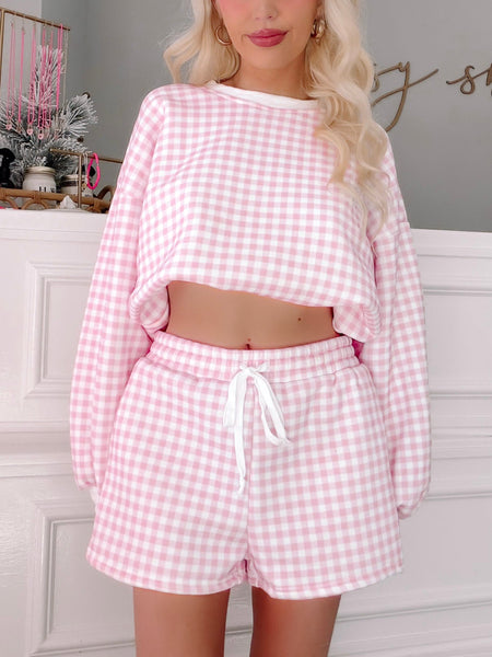 Girly Gingham Shorts | Pink & White Loungewear by Sassy Shortcake