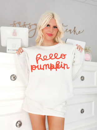 Hello Pumpkin Sweater | Cream