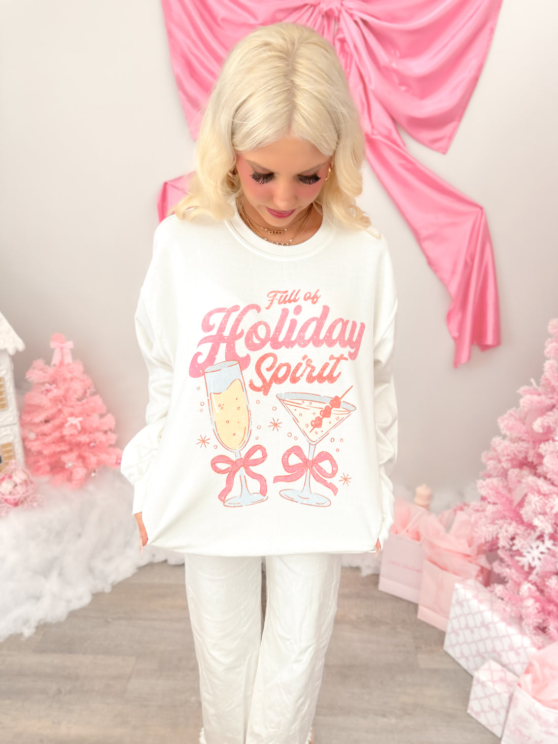 White Holiday Spirit Crewneck from Sassy Shortcake - Christmas