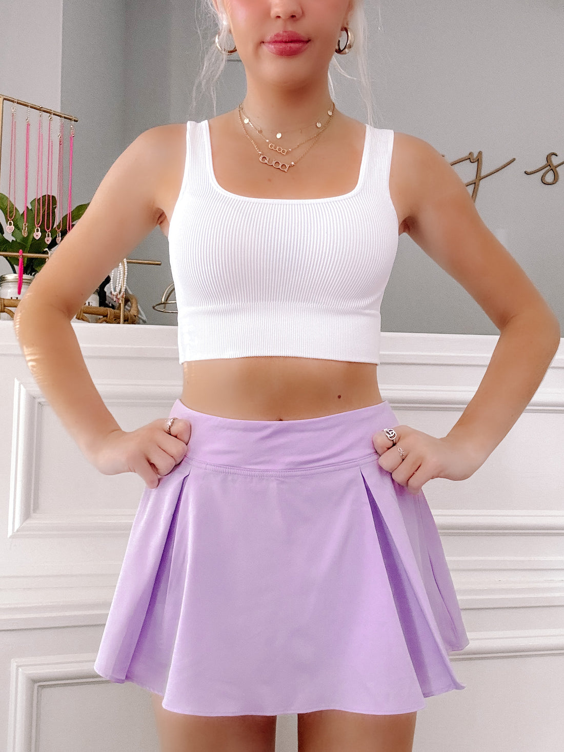 Lilac Kenna pleated tennis skirt
