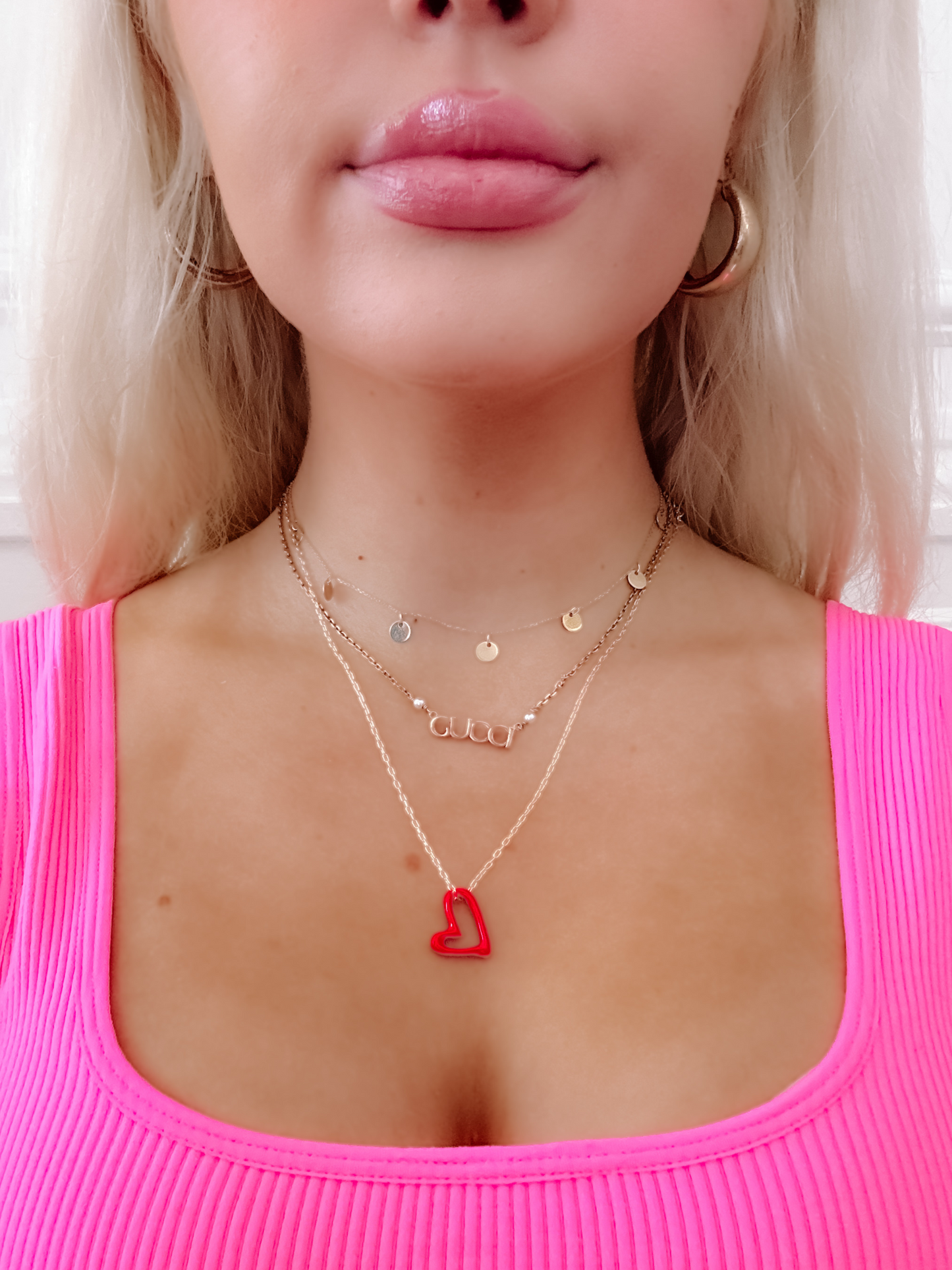 Lena Heart Necklace | Red, stylish red heart pendant on delicate chain
