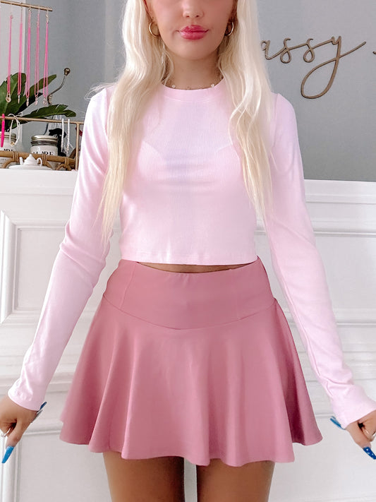 Mallory Mauve Pink Skirt | Sassy Shortcake | sassyshortcake.com