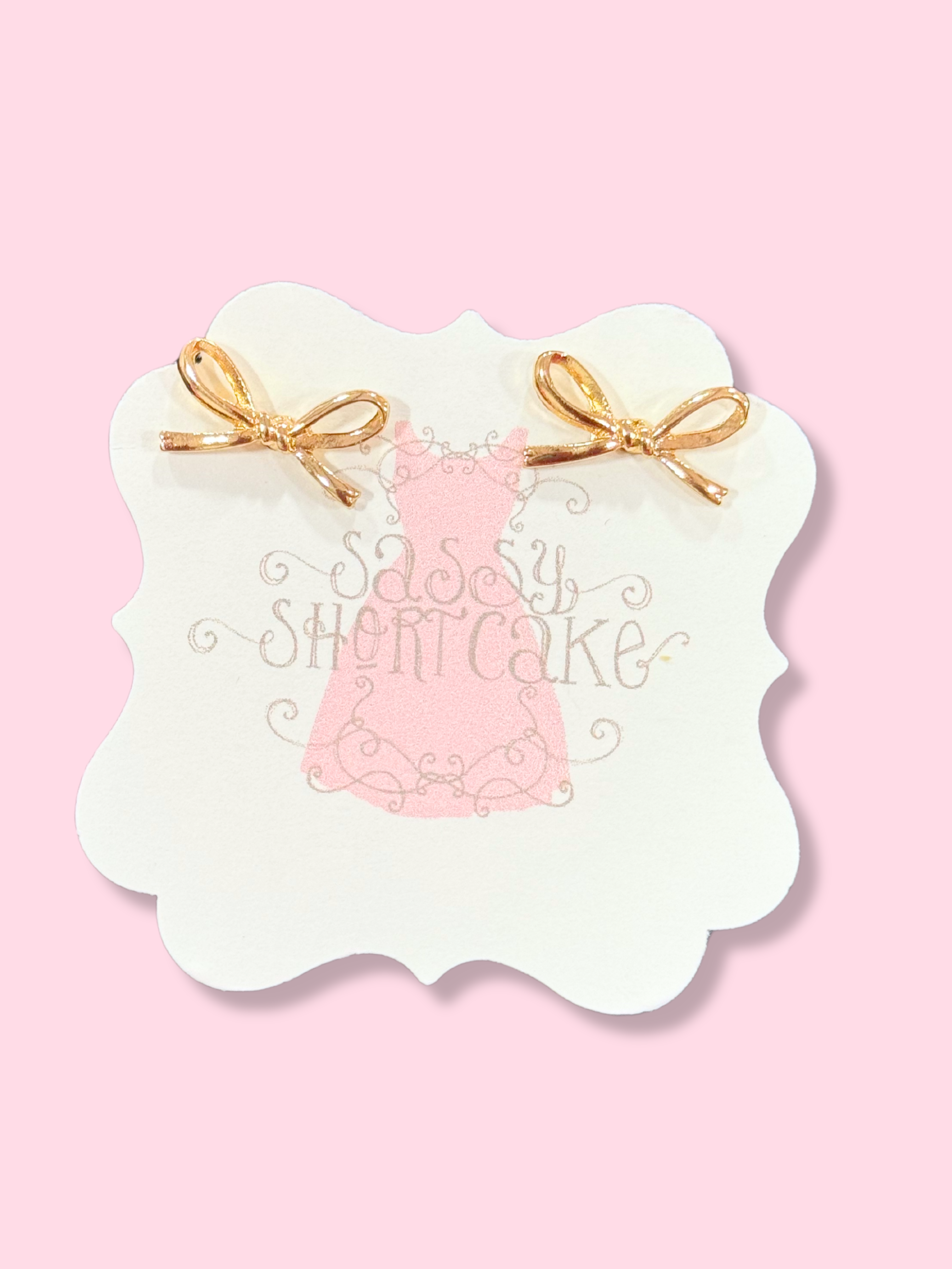 Mini Ties Gold Bow Studs | Sassy Shortcake