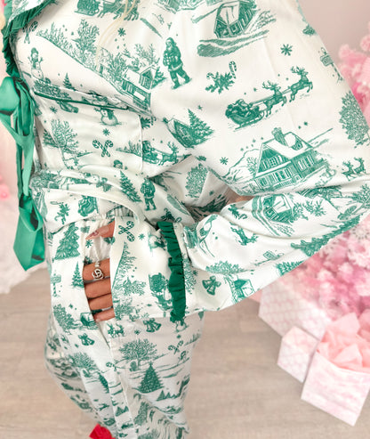 Mistletoe Toile Green Pajamas