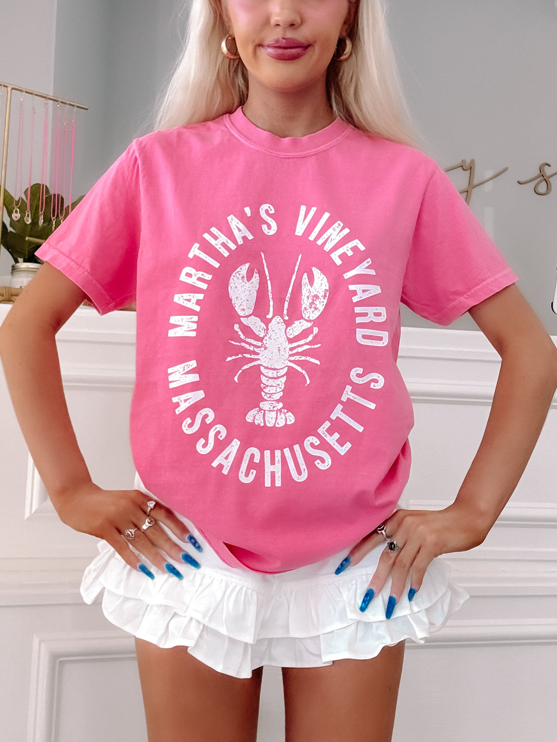 Beachy Martha’s Vineyard t-shirt from Sassy Shortcake in pink.