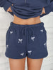 Embroidered Navy Bow Shorts