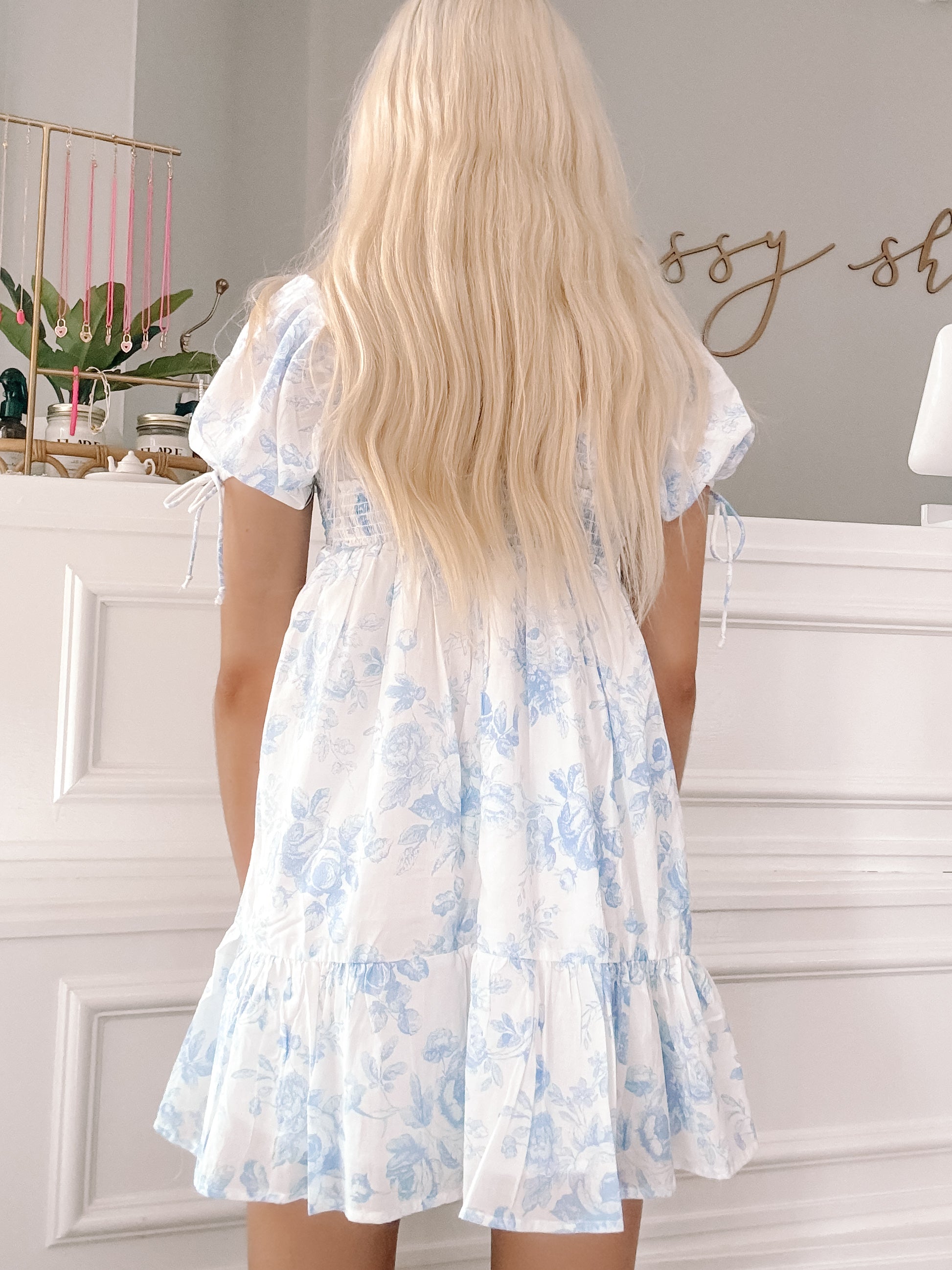 Paint it Blue Floral Dress | sassyshortcake.com | Sassy Shortcake