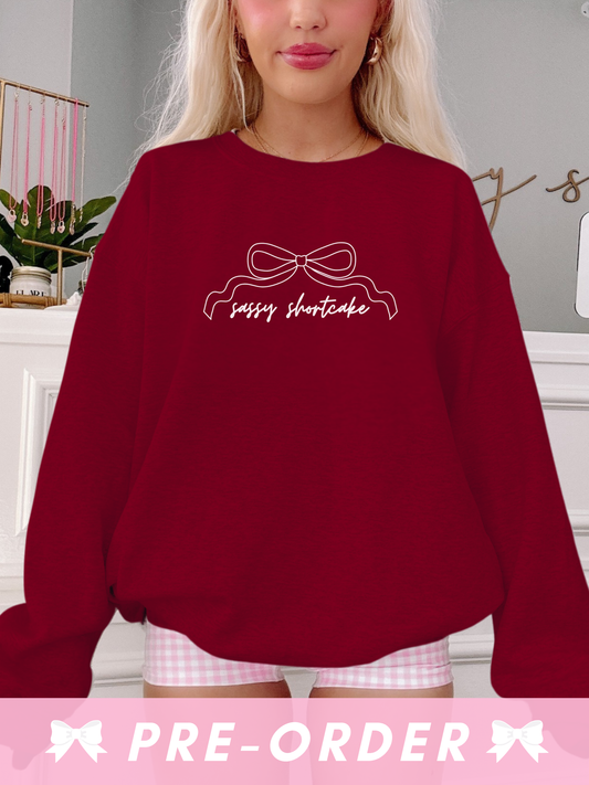 Sassy Bow Burgundy Crewneck