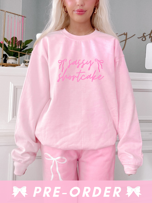 sassy script pink crewneck