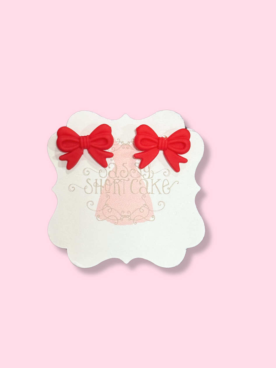Red bow stud earrings
