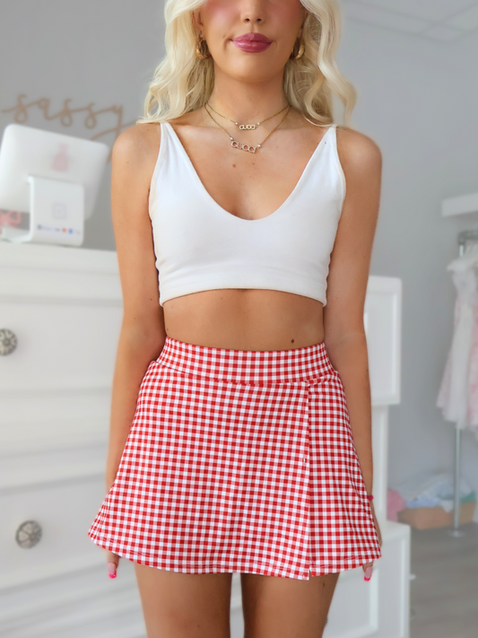 Game for Gingham Red Skirt