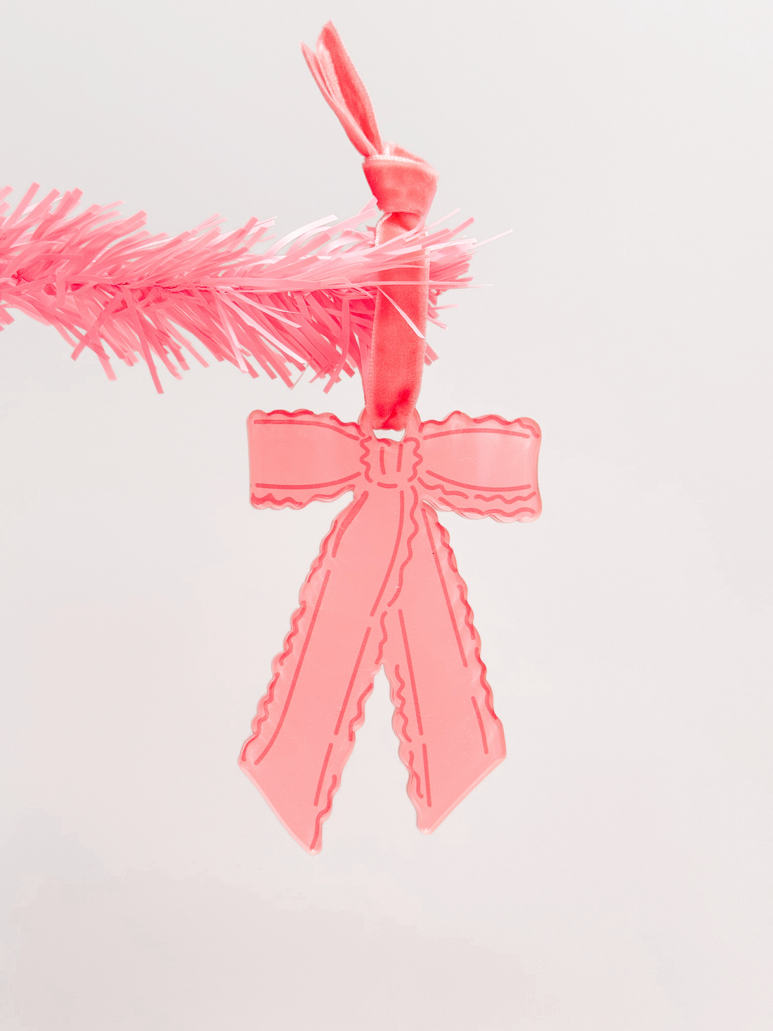 Pink Ruffle Bow Ornament for Christmas tree
