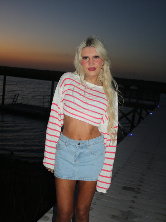 ivory and red striped sweater from sassy shortcake