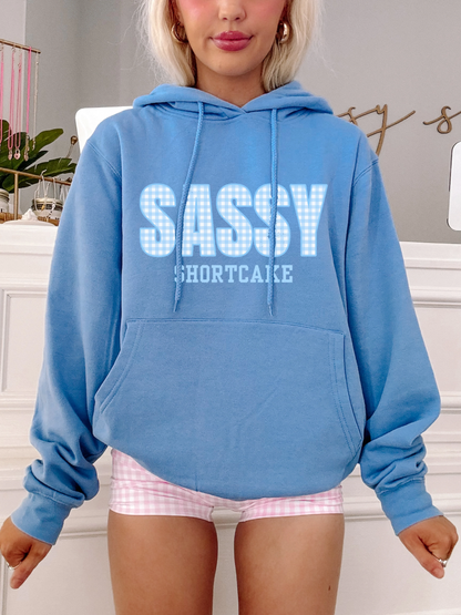 sassy shortcake blue gingham merch hoodie