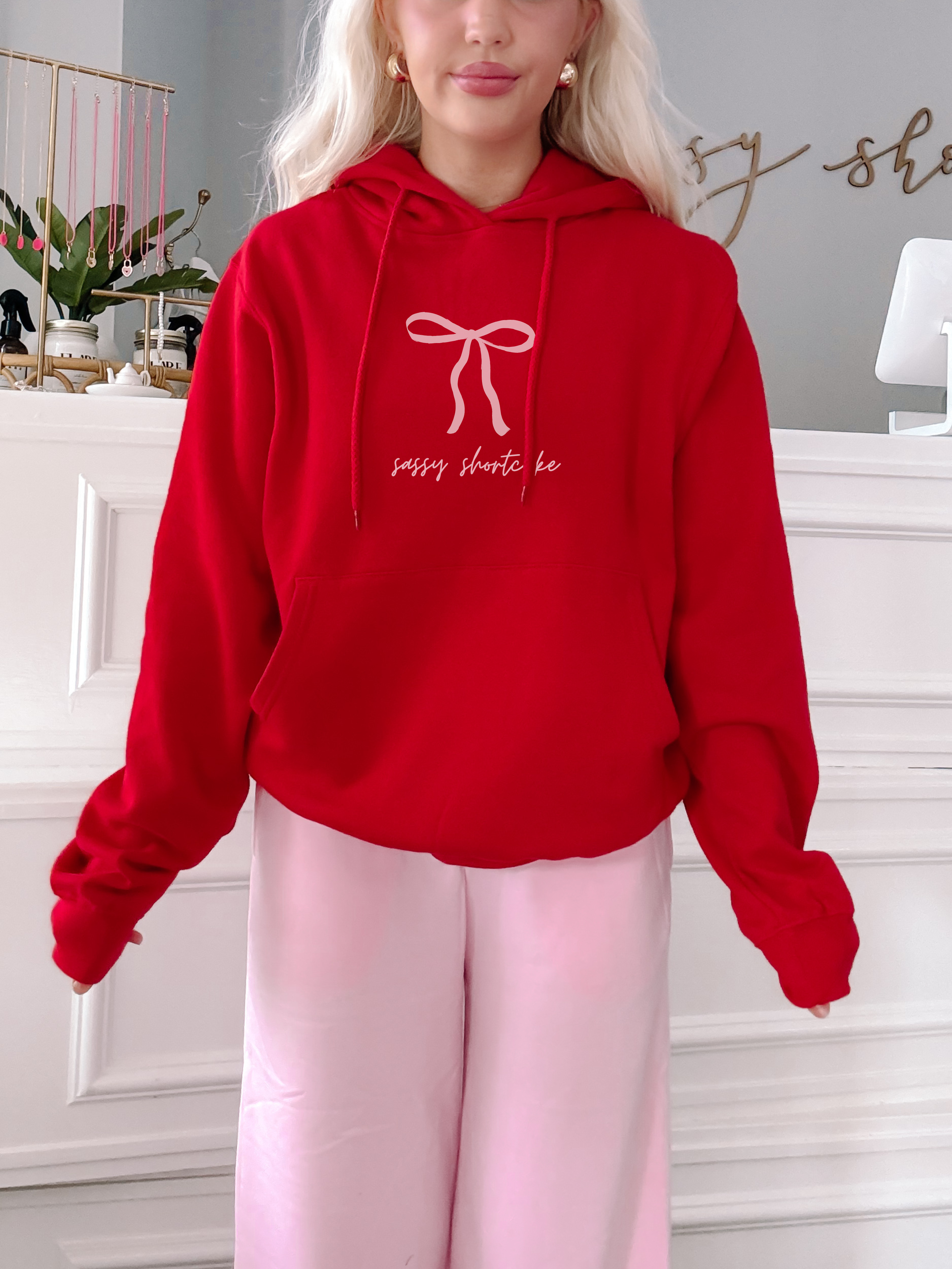 Sassy Bow Red Preppy Bow Hoodie | Sassy Shortcake Boutique | sassyshortcake.com