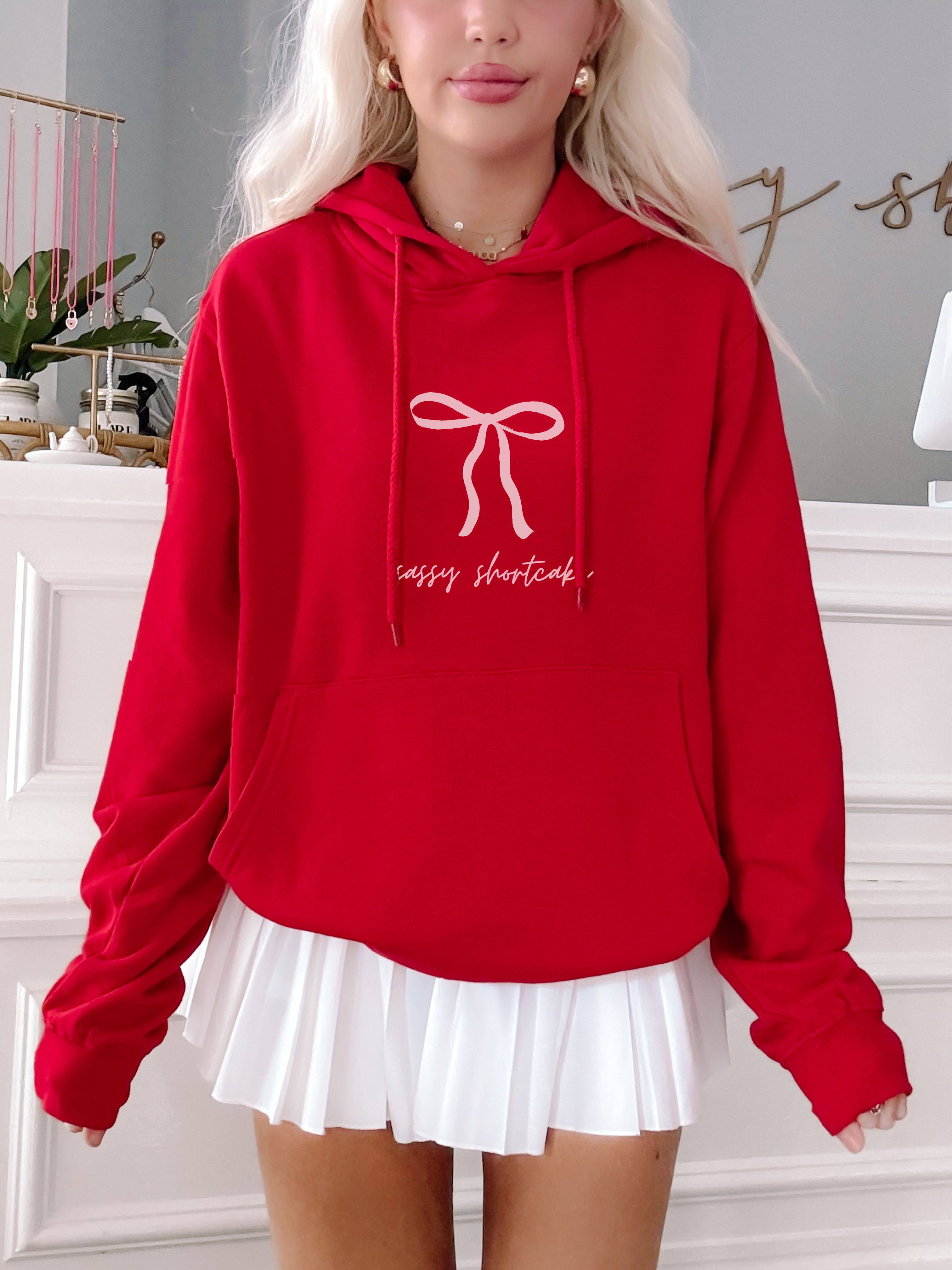 Sassy Bow Red Preppy Bow Hoodie | Sassy Shortcake Boutique | sassyshortcake.com