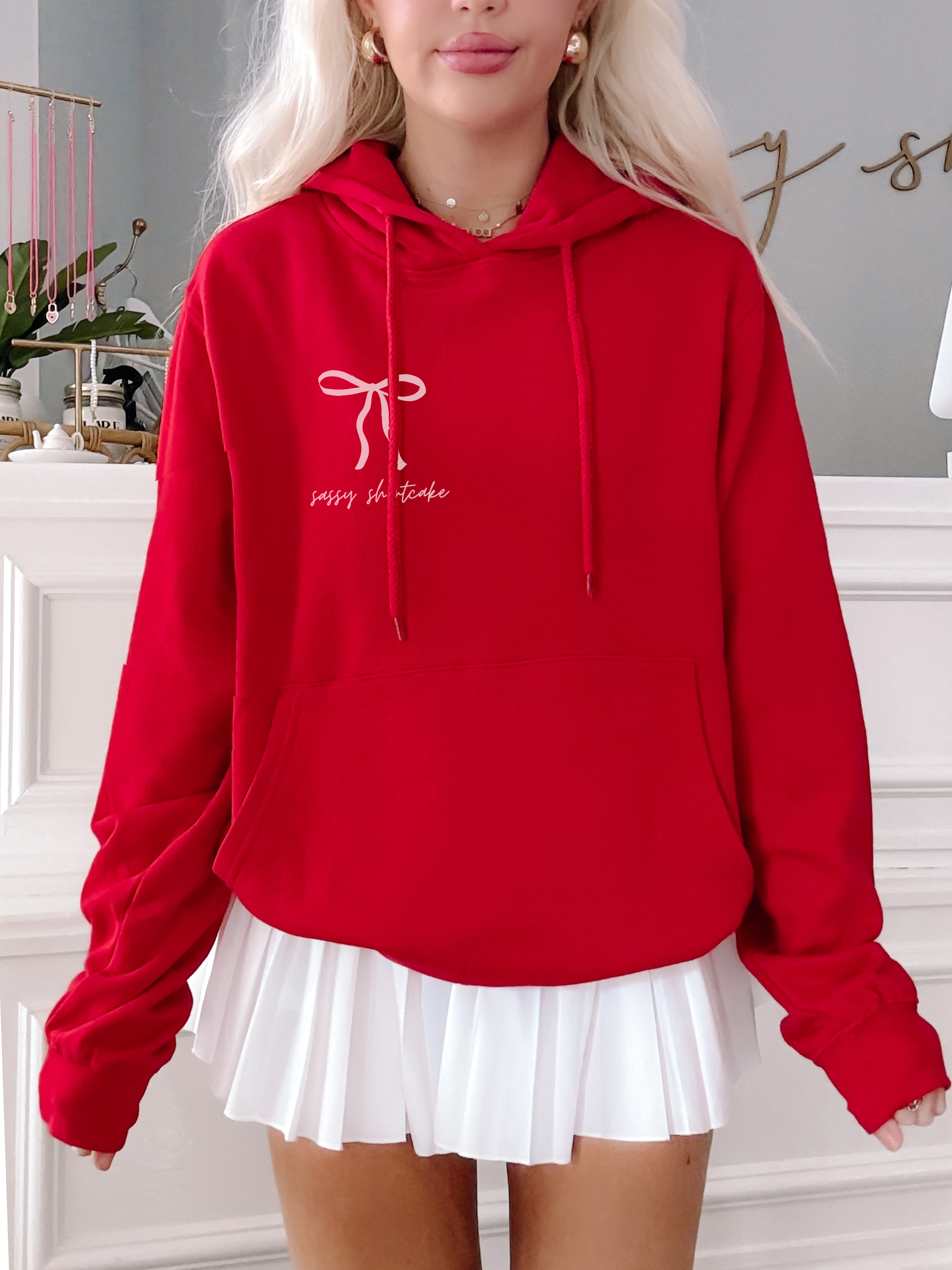 Sassy Bow Red Preppy Bow Hoodie | Sassy Shortcake Boutique | sassyshortcake.com