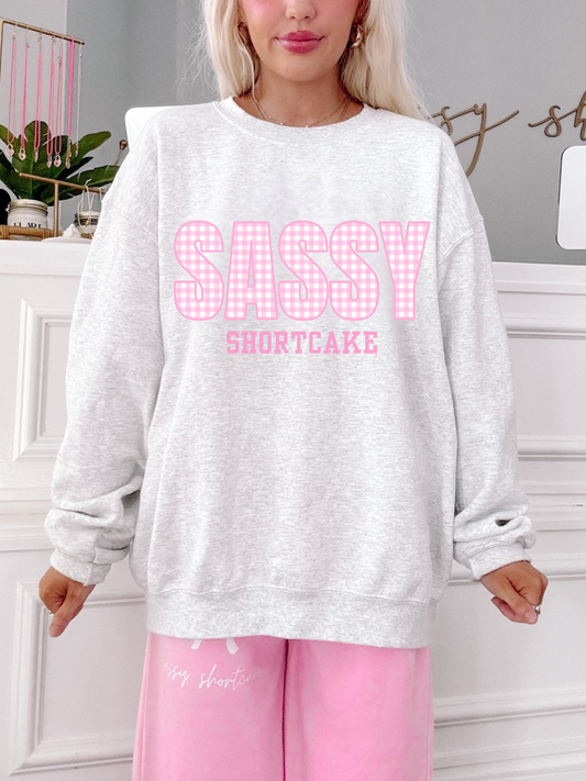 Sassy Gingham Crewneck | Grey