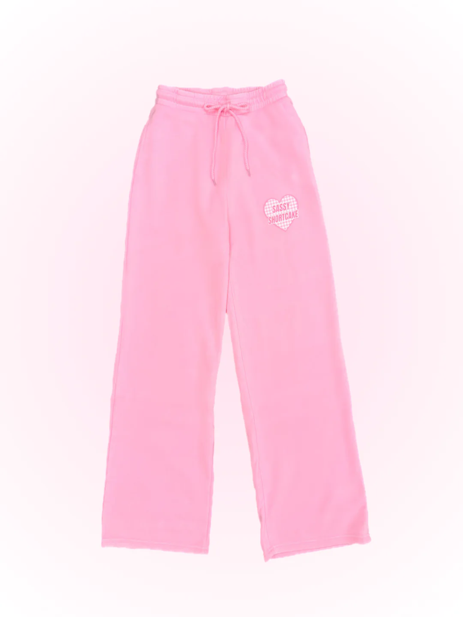Sassy Love Sweatpants from Sassy Shortcake - Pink sweatpants with a small logo on a white background