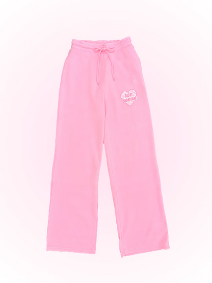 Sassy Love Sweatpants from Sassy Shortcake - Pink sweatpants with a small logo on a white background