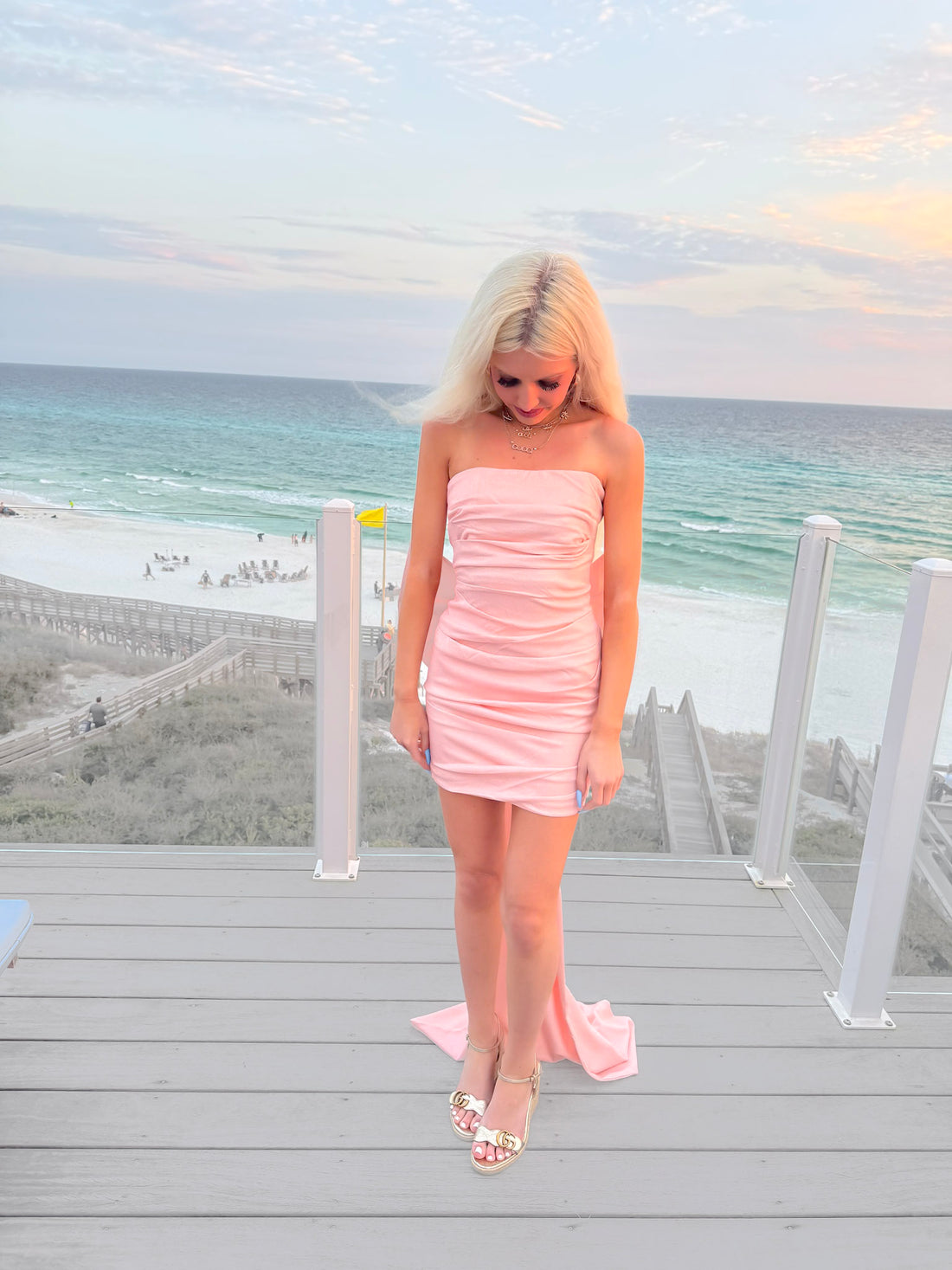 Pink Showtime formal bow dress
