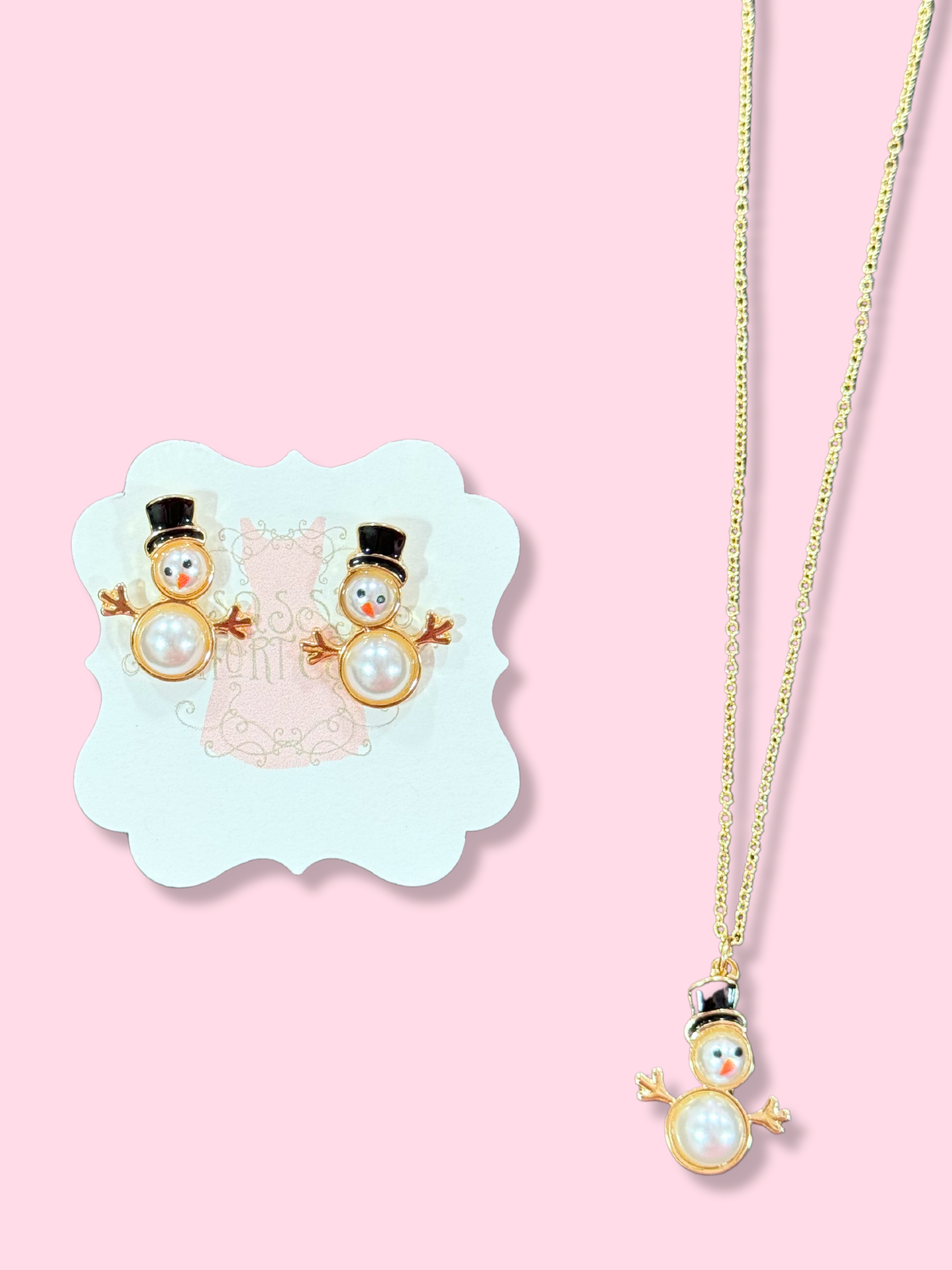 Snowman Necklace & Earrings | Sassy Shortcake