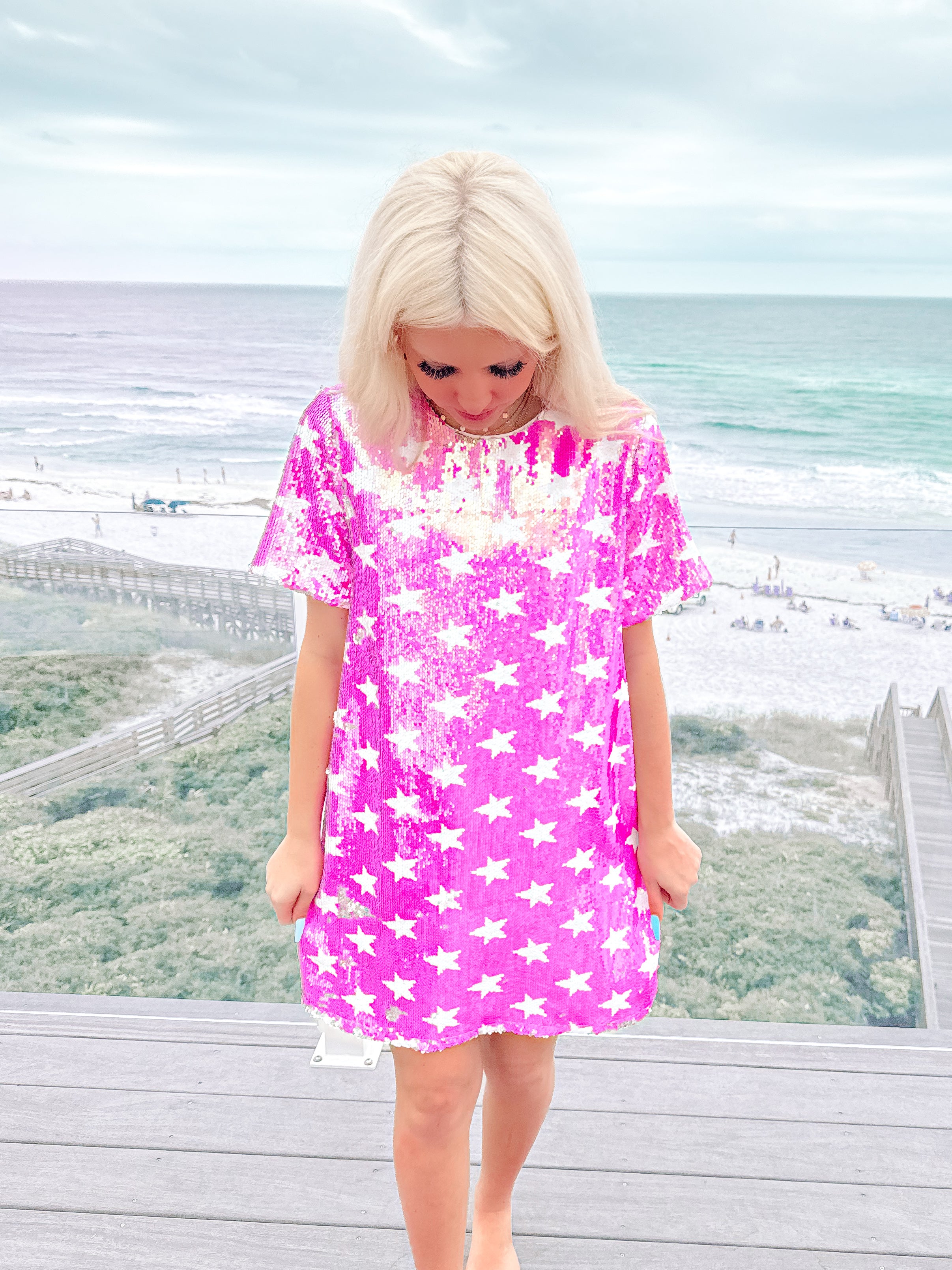 Starlit Glow Pink Sequin Dress | sassyshortcake.com | Sassy Shortcake