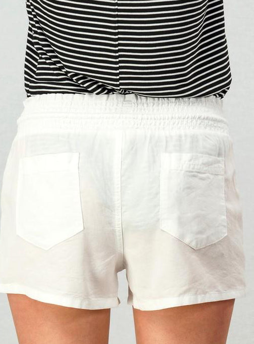 White In Plain View Drawstring Shorts | Sassy Shortcake | sassyshortcake.com