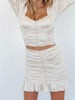 Frill Yeah Cream Satin Ruched Skirt | sassy shortcake | sassyshortcake.com