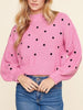 Tilly Dot Pink Polka Dot Sweater  | https://sassyshortcake.com/products/tilly-dot-sweater