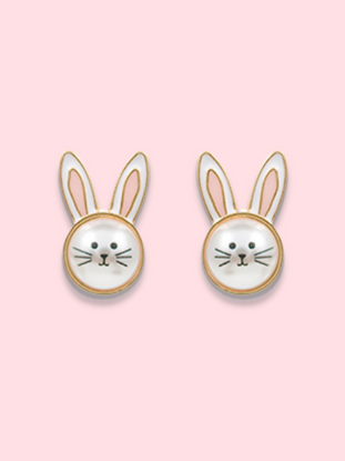 Adorable Pearl Bunny earrings with gold accents
