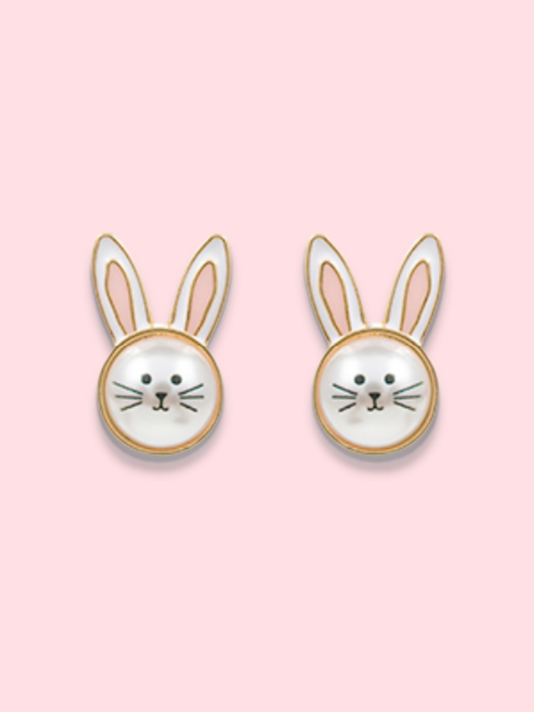 Adorable Pearl Bunny earrings with gold accents
