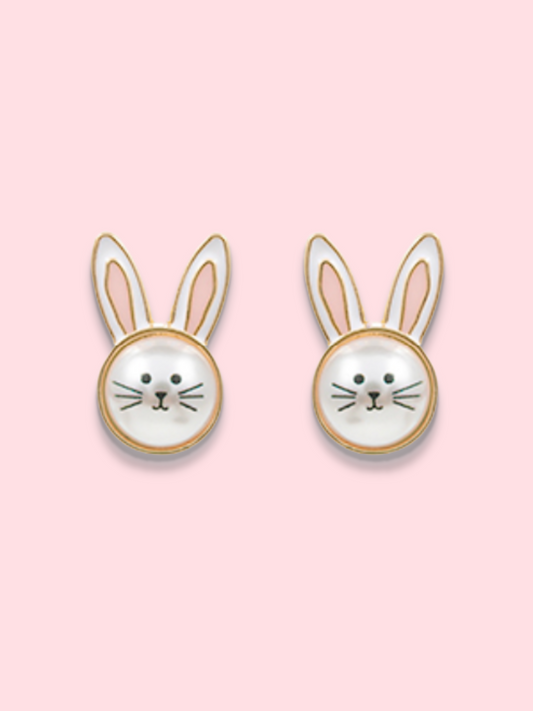 Adorable Pearl Bunny earrings with gold accents

