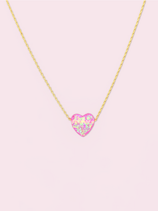 Gold chain heart opal necklace
