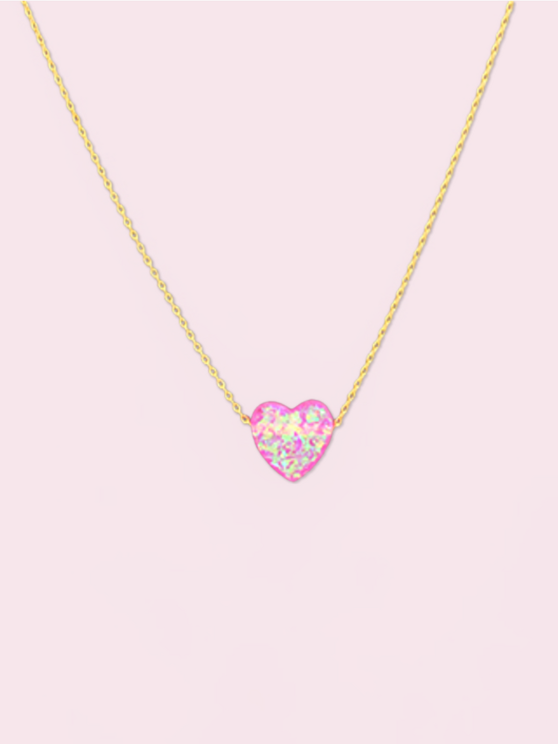 Gold chain heart opal necklace
