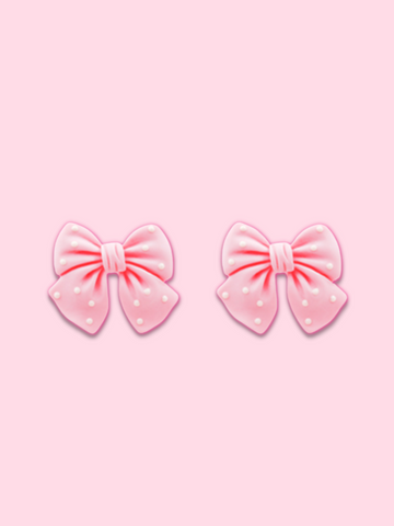 Polka Pink Bow Earrings