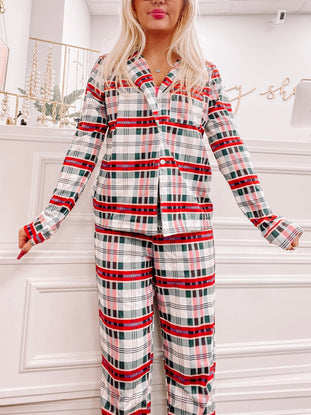 Red & green plaid Joyful Jammies pajama set
