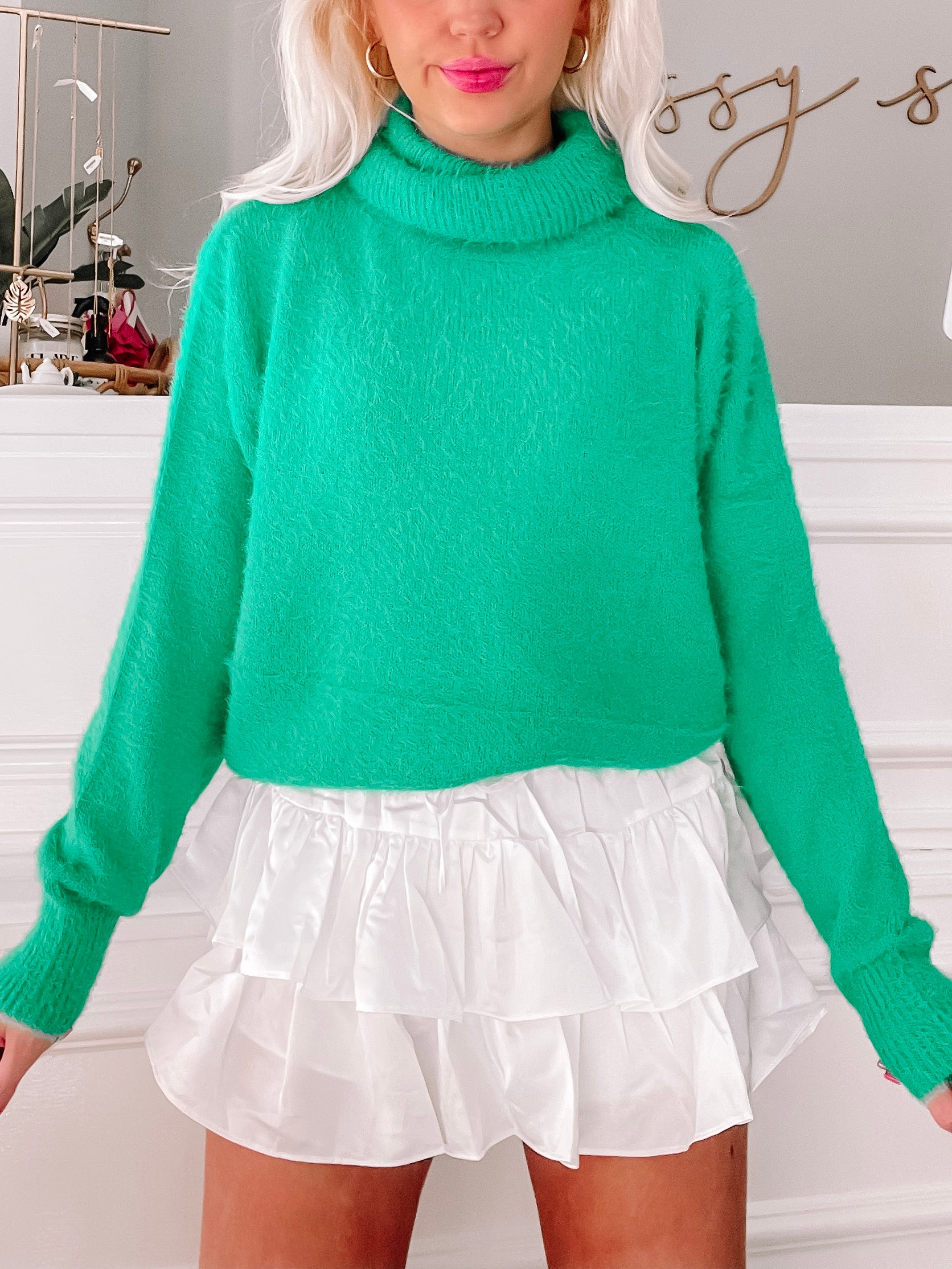 Perla Green Sweater | Sassy Shortcake | sassyshortcake.com